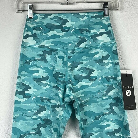 GLYDER Leggings Women's Sz XS High Power II H2O High Rise Cropped Camo Blue - Picture 3 of 10